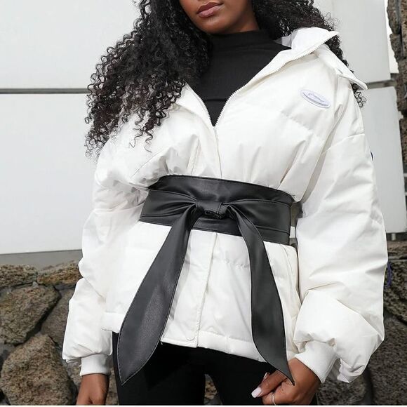 Women's Obi belt wide Vegan Leather corset knotted with bow at the waist - Picture 2 of 16